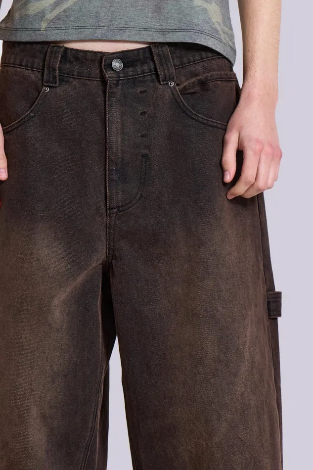 Jaded London Brown Extreme Baggy Carpenter Jeans Men Colossus Jeans