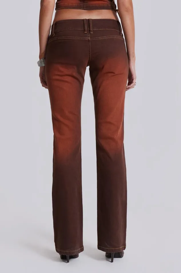 Jaded London Brown Orange Wash Slim Bootcut Jeans Women CoOrds