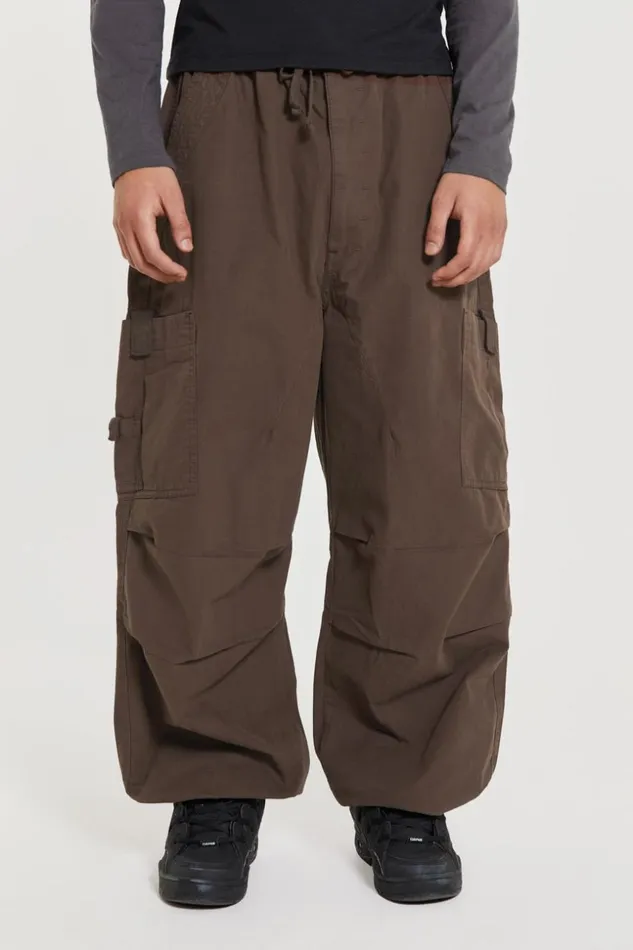 Jaded London Brown Parachute Cargo Pants Men Parachute Pants