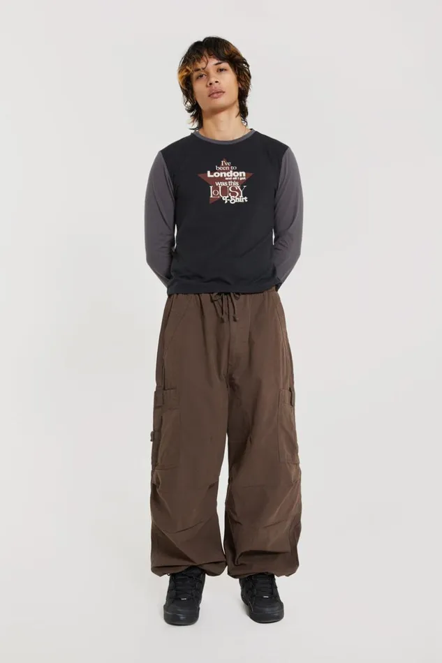 Jaded London Brown Parachute Cargo Pants Men Parachute Pants