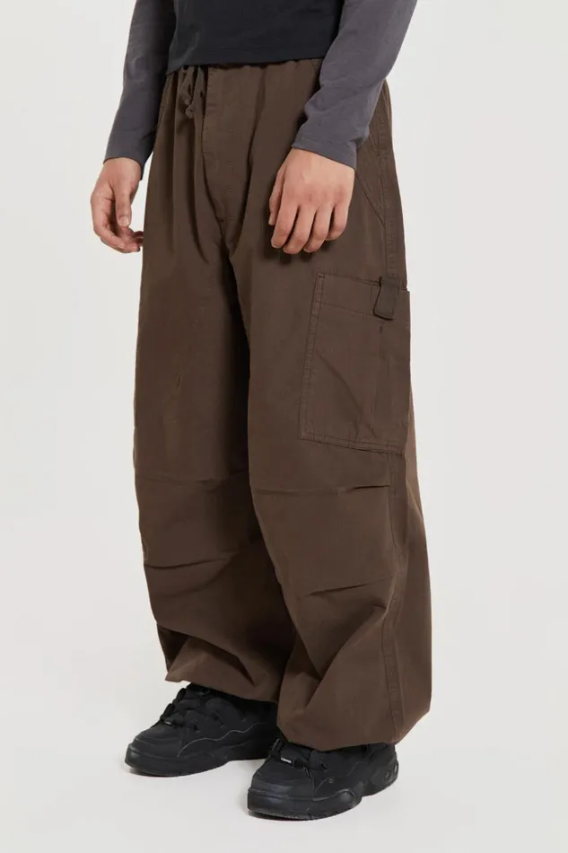 Jaded London Brown Parachute Cargo Pants Men Parachute Pants