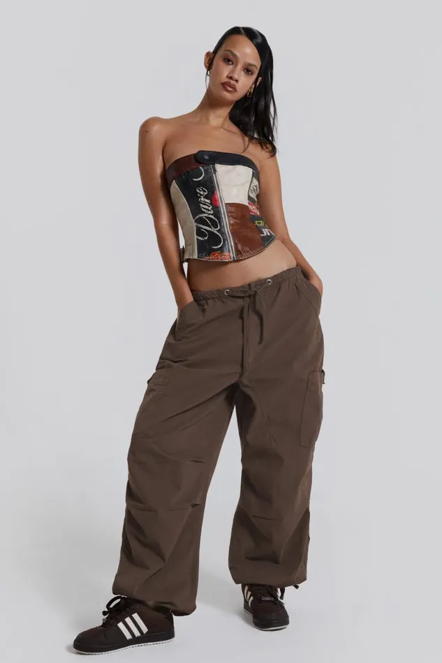Jaded London Brown Parachute Cargo Pants Women Trousers and Pants