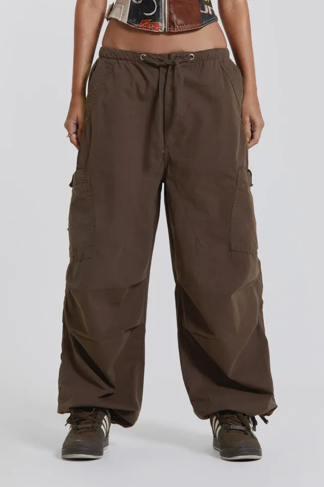 Jaded London Brown Parachute Cargo Pants Women Trousers and Pants