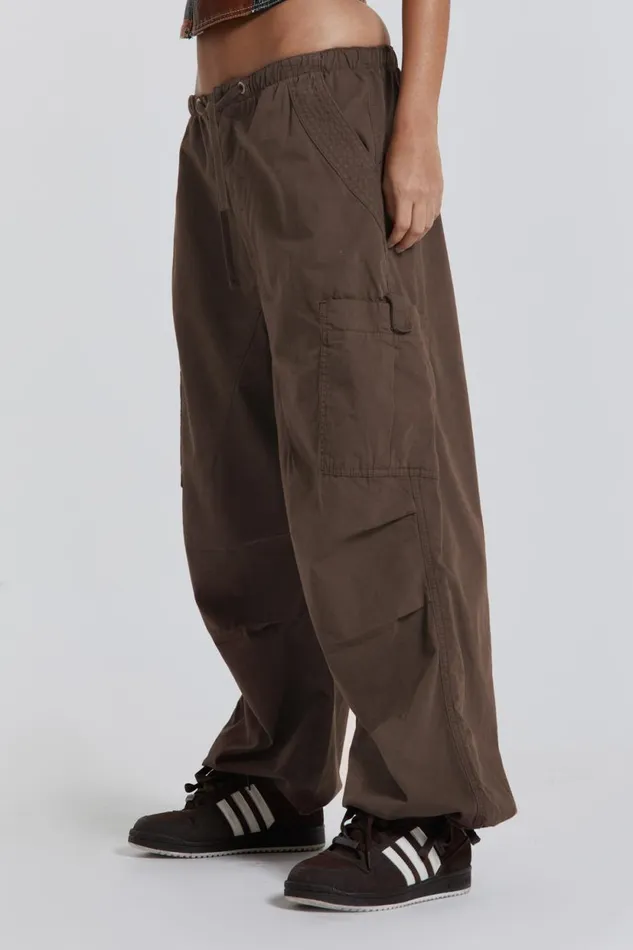 Jaded London Brown Parachute Cargo Pants Women Trousers and Pants