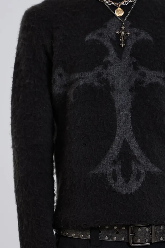 Jaded London Brushed Knit With Cross Intarsia Men Knitwear