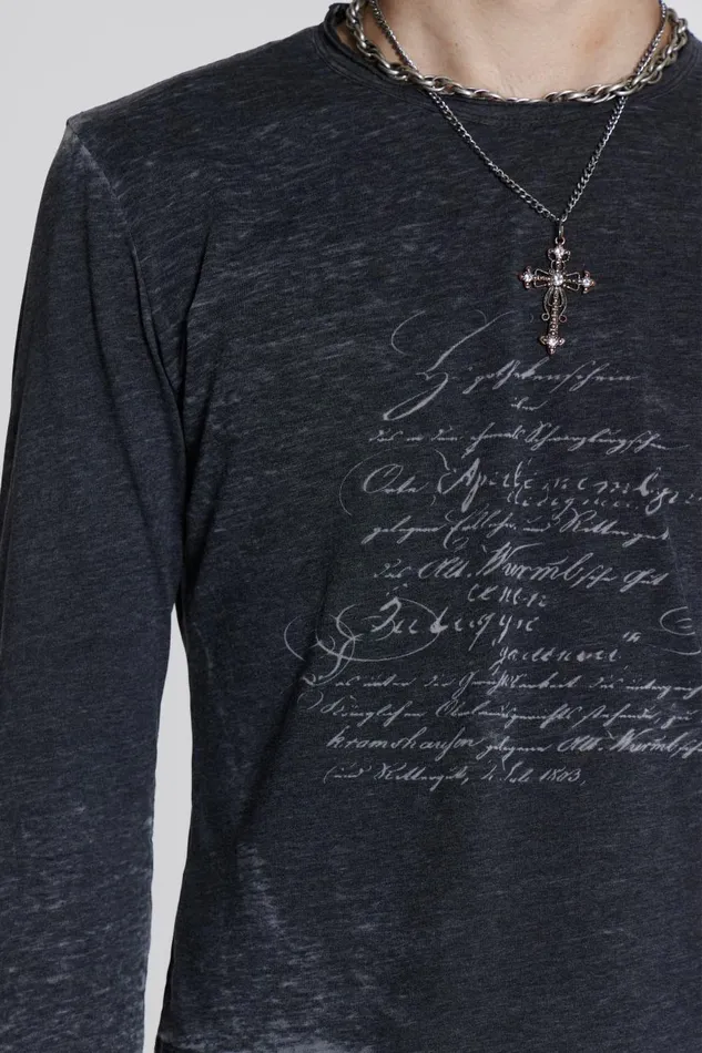 Jaded London Burnout Script Long Sleeve Tee Men TShirts and Vests