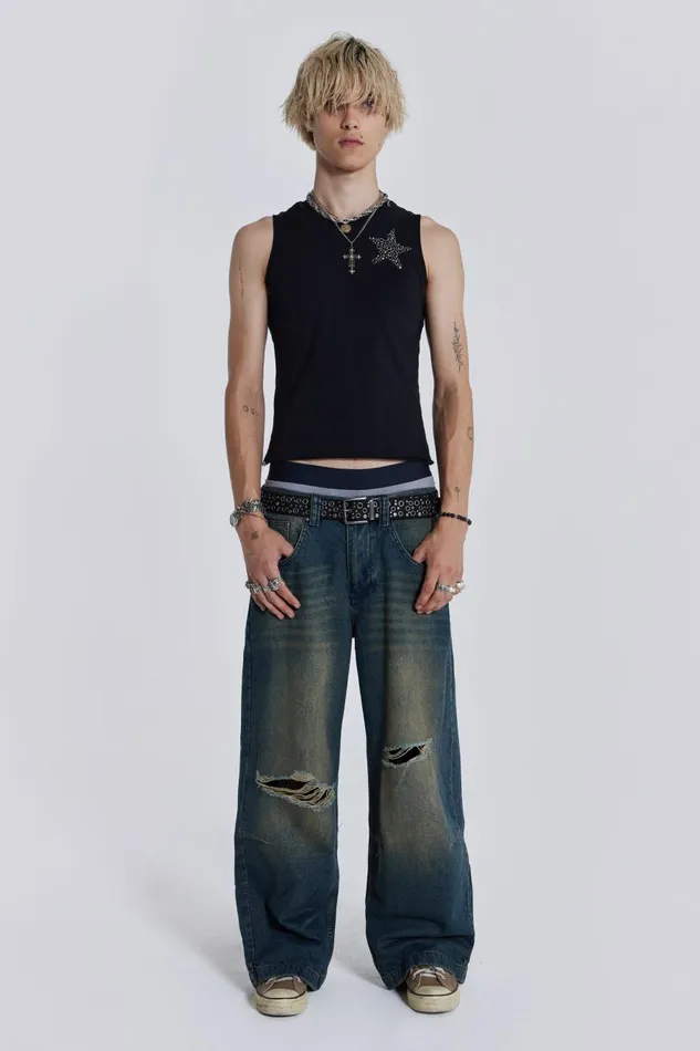 Jaded London Busted Ultra Wide Jean Men Baggy Jeans