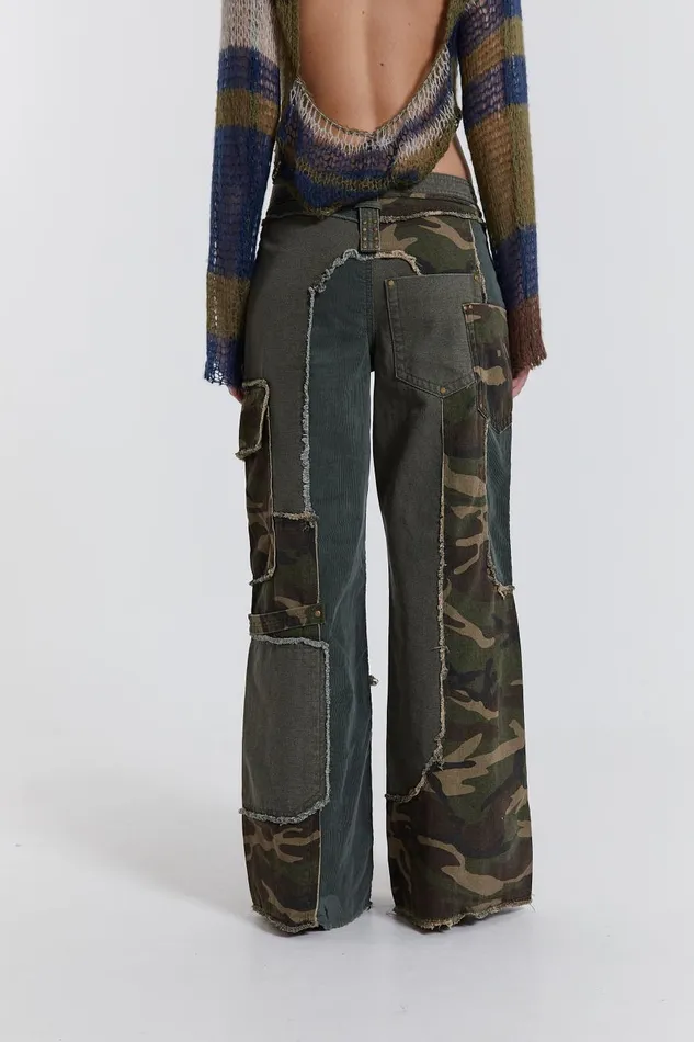 Jaded London Camo Distressed Patchwork Jeans Women Jeans