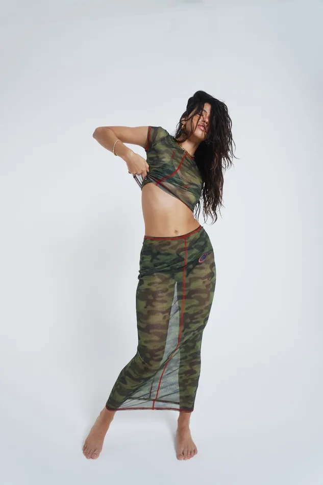 Jaded London Camo Mesh Baby Tee Women Beach Cover Ups
