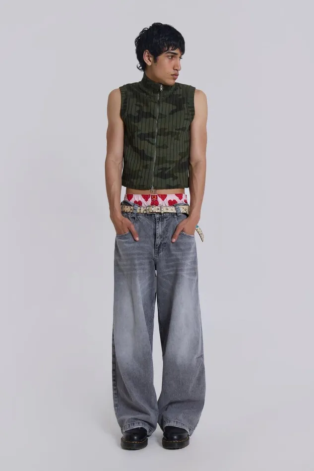 Jaded London Camo Polar Knit Vest Men TShirts and Vests