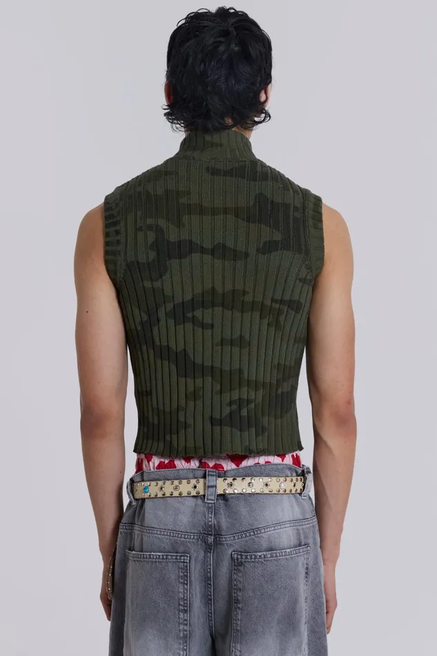 Jaded London Camo Polar Knit Vest Men TShirts and Vests