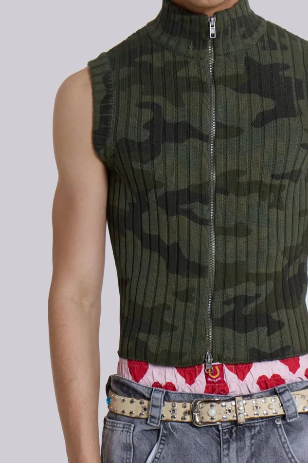 Jaded London Camo Polar Knit Vest Men TShirts and Vests