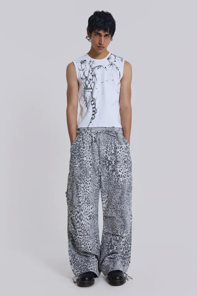Jaded London Camo Print Parachute Cargo Pants Men Parachute Pants