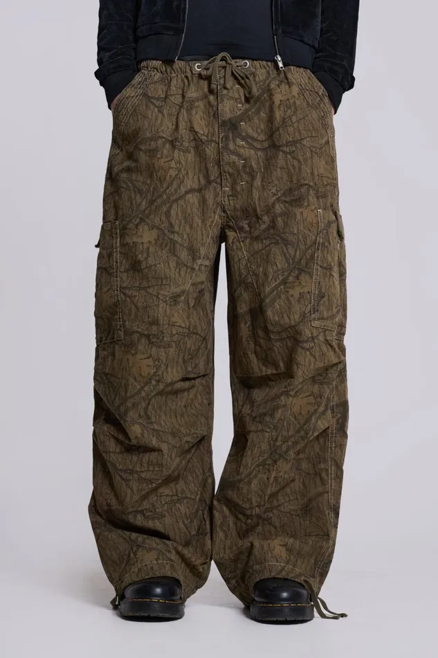 Jaded London Camo Print Parachute Cargo Pants Women Trousers and Pants