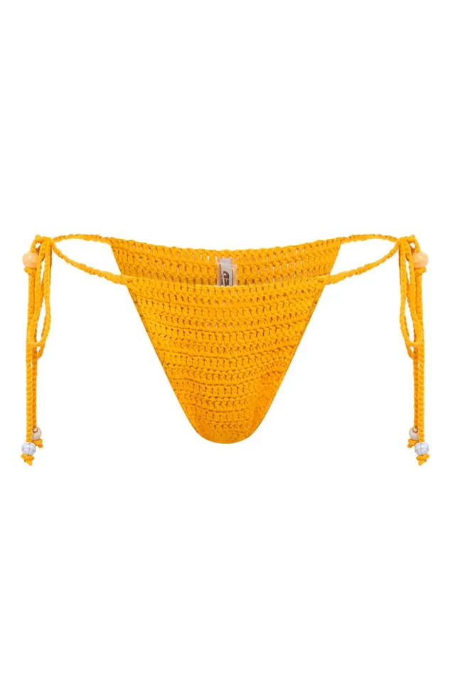 Jaded London Canary Yellow Crochet Bikini Bottoms With Beaded Fringing Women Micro Bikinis