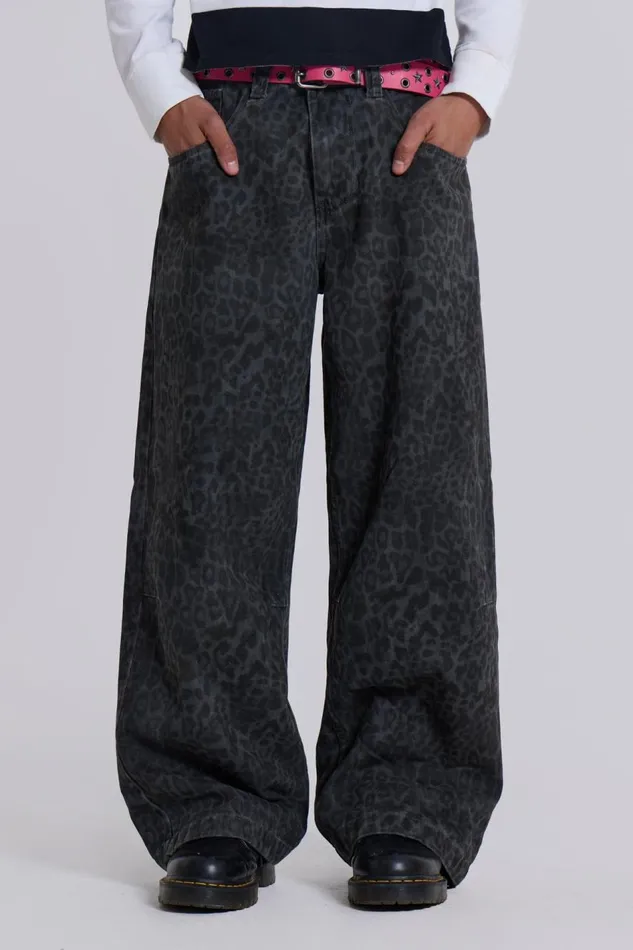 Jaded London Charcoal Leopard Fade Colossus Jeans Men Colossus Jeans