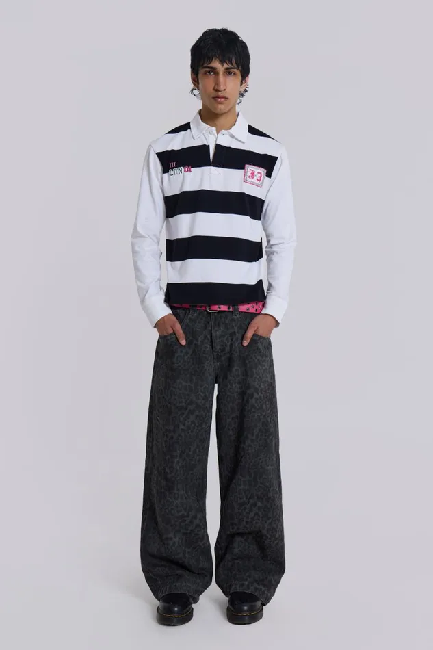 Jaded London Charcoal Leopard Fade Colossus Jeans Men Colossus Jeans