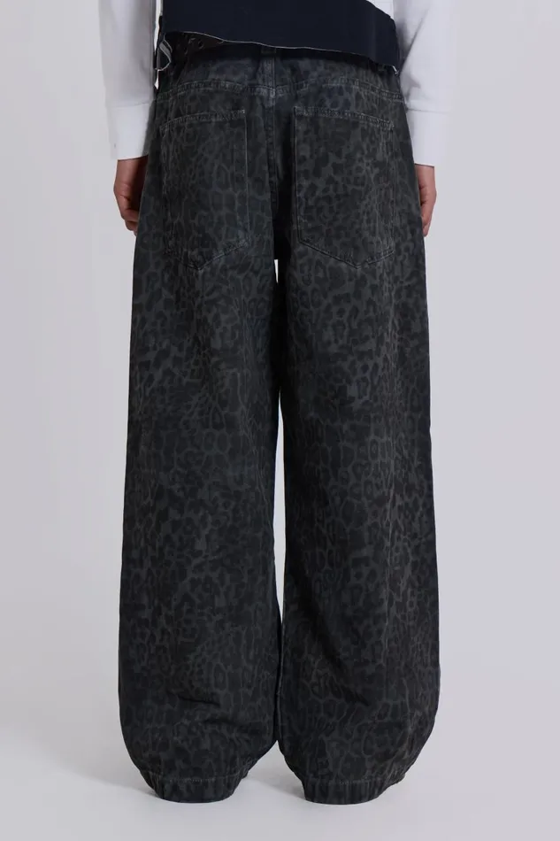 Jaded London Charcoal Leopard Fade Colossus Jeans Men Colossus Jeans