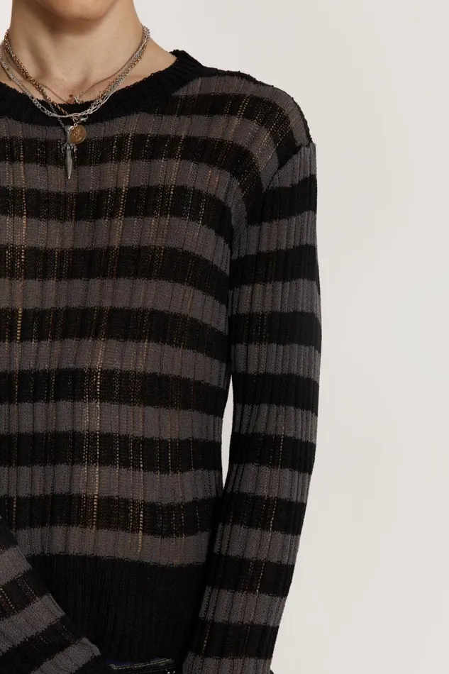 Jaded London Charcoal Stripe Eclipse Jumper Men Knitwear