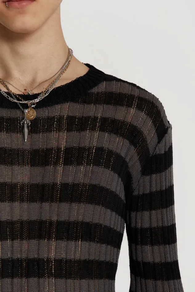 Jaded London Charcoal Stripe Eclipse Jumper Men Knitwear