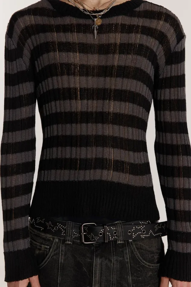 Jaded London Charcoal Stripe Eclipse Jumper Men Knitwear