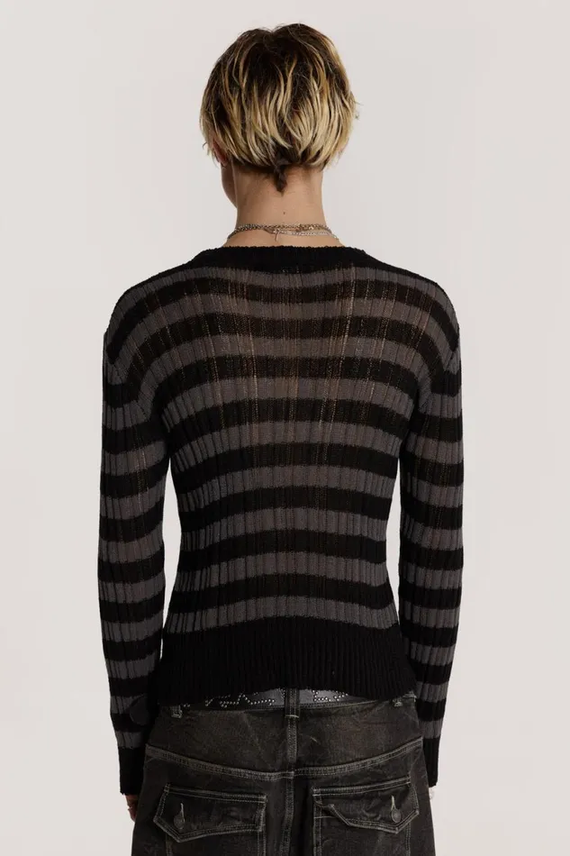 Jaded London Charcoal Stripe Eclipse Jumper Men Knitwear