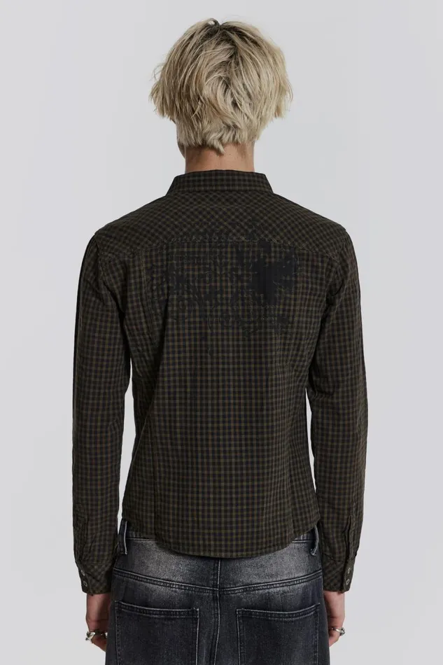 Jaded London Check Fitted Shirt With Back Print Men Shirts