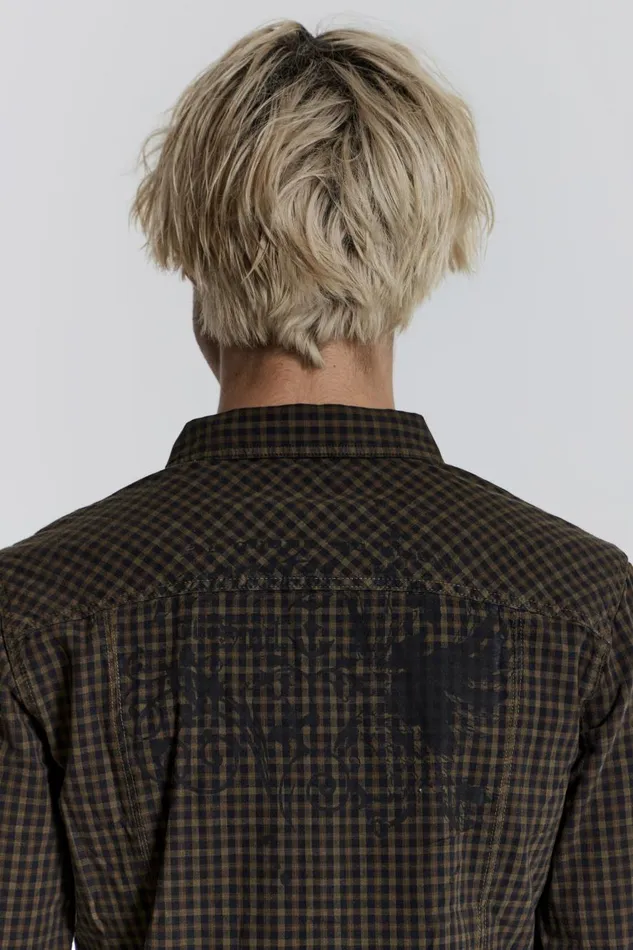 Jaded London Check Fitted Shirt With Back Print Men Shirts