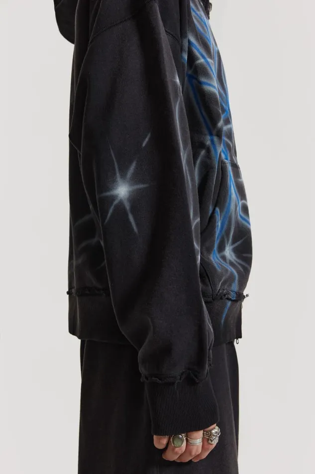 Jaded London Cold F33t Airbrushed Zip Up Hoodie Men Hoodies and Sweatshirts