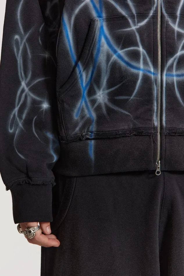 Jaded London Cold F33t Airbrushed Zip Up Hoodie Men Hoodies and Sweatshirts