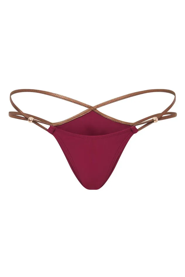 Jaded London Contrast Metallic Micro Bikini Bottoms With Beads Women Bikini Bottoms