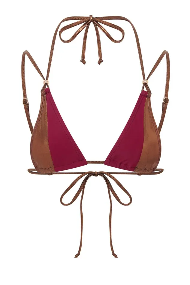 Jaded London Contrast Metallic Triangle Bikini Top With Beads Women Bikini Tops