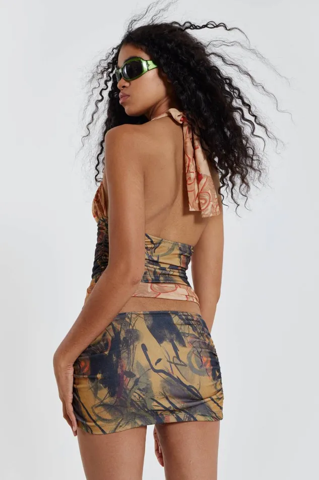 Jaded London Contrast Print Knotted Beach Top Women Beach CoOrds