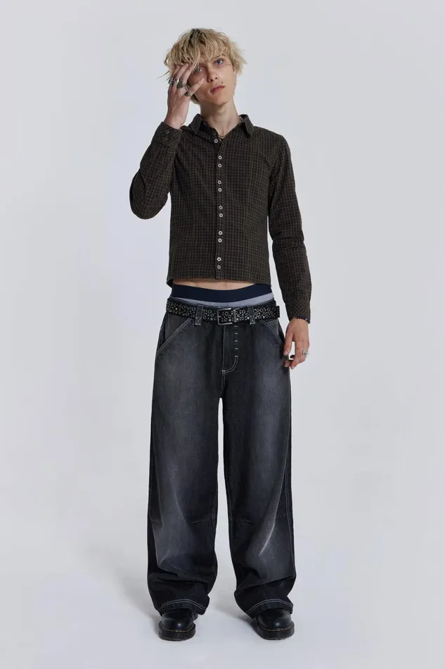 Jaded London Contrast Stitch Skate Colossus Men Baggy Jeans