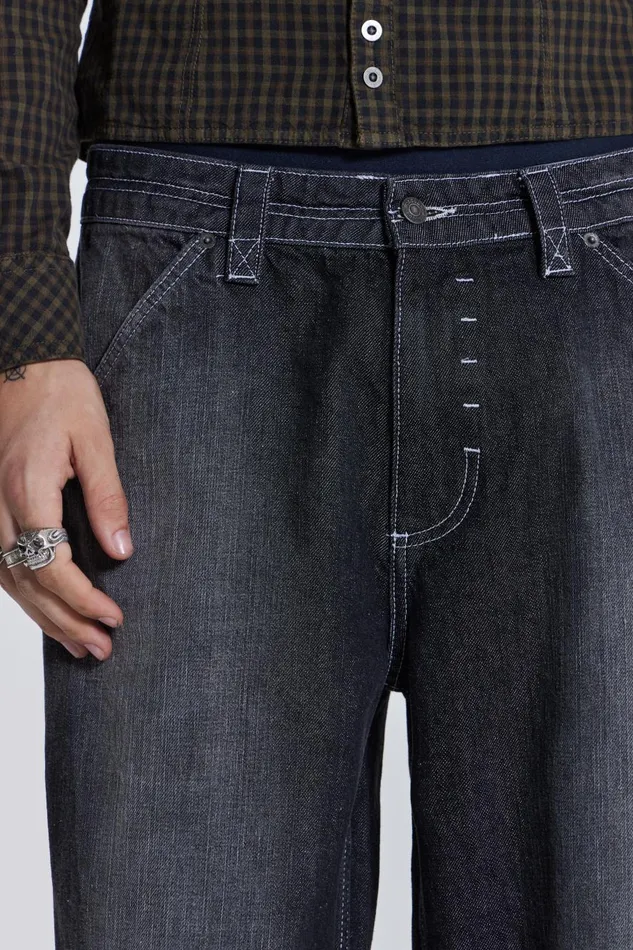 Jaded London Contrast Stitch Skate Colossus Men Baggy Jeans