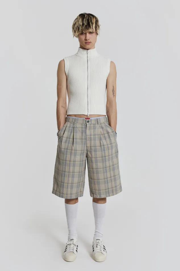 Jaded London Cream Sleeveless Zip Through Men TShirts and Vests