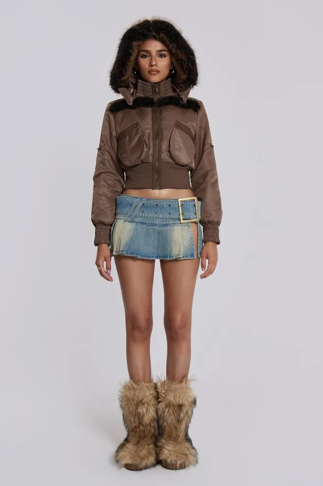 Jaded London Cropped Jacket With Fur Hood Women Outerwear