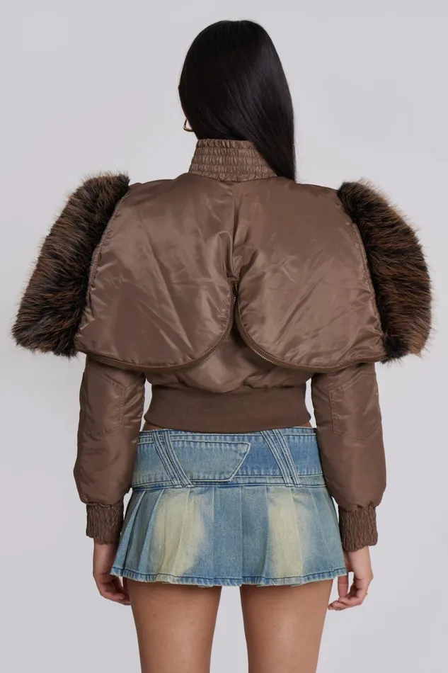 Jaded London Cropped Jacket With Fur Hood Women Outerwear