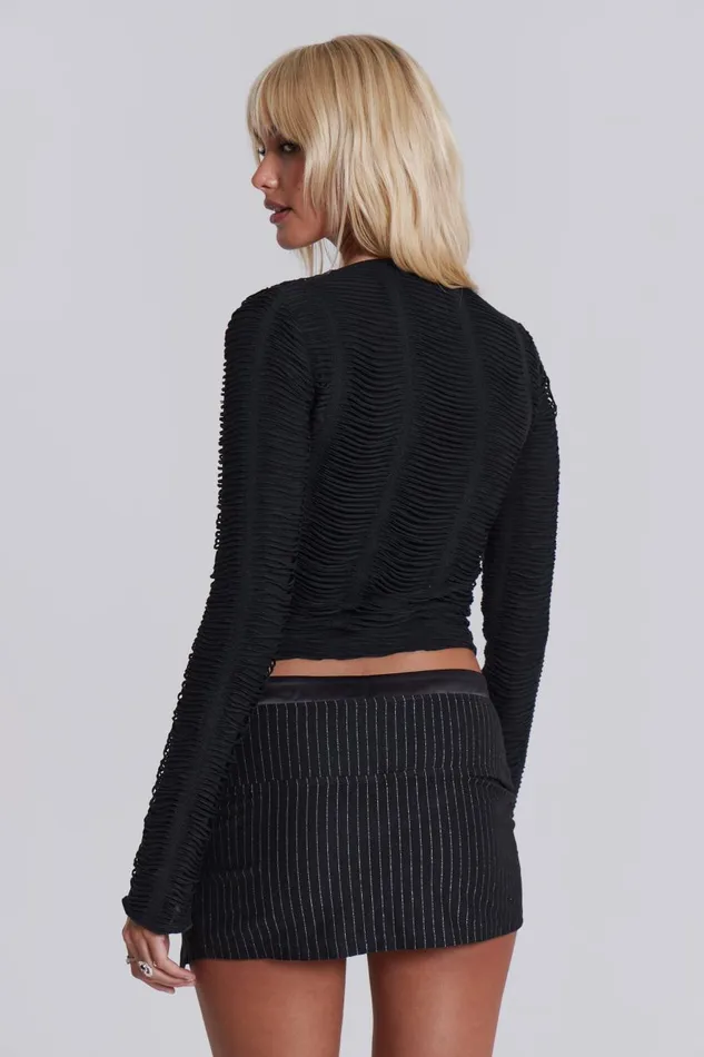 Jaded London Cut Out Front Laddered Top With Jersey Bra Women Knitwear