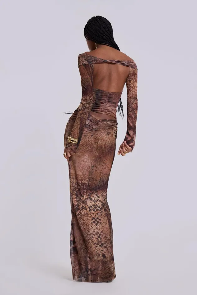 Jaded London Dahna Macrame Mesh Maxi Dress Women Maxi Dresses
