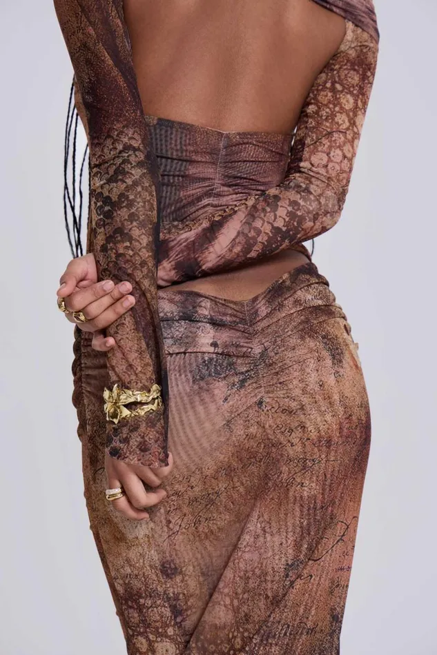 Jaded London Dahna Macrame Mesh Maxi Dress Women Maxi Dresses