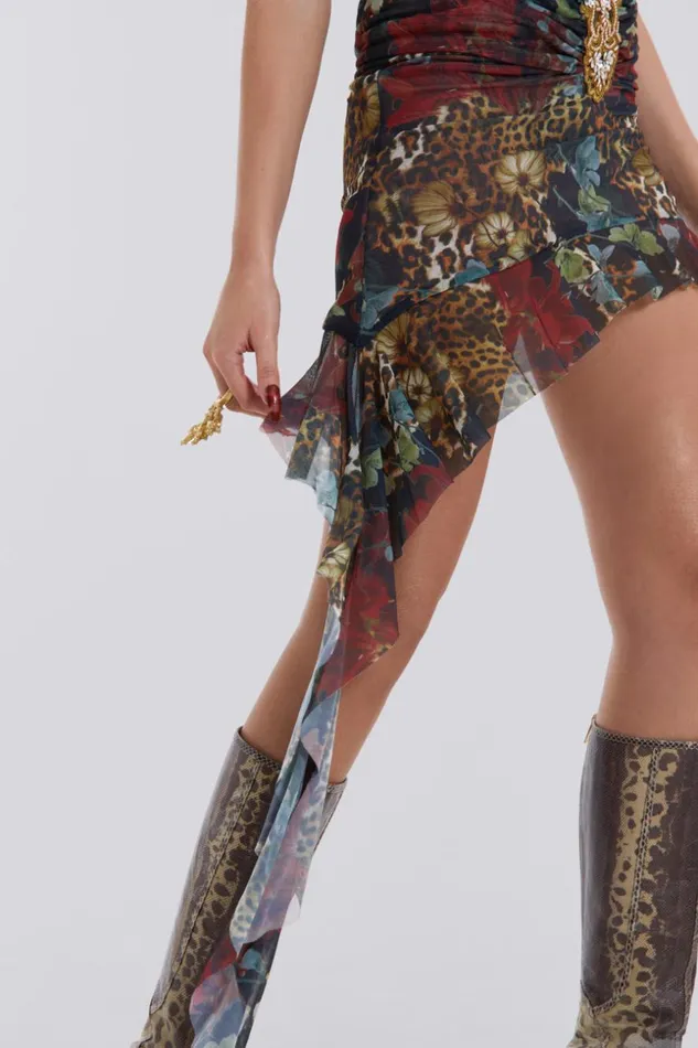 Jaded London Dark Romantic Cheetah Print Mini Plunge Dress Women Mini Dresses