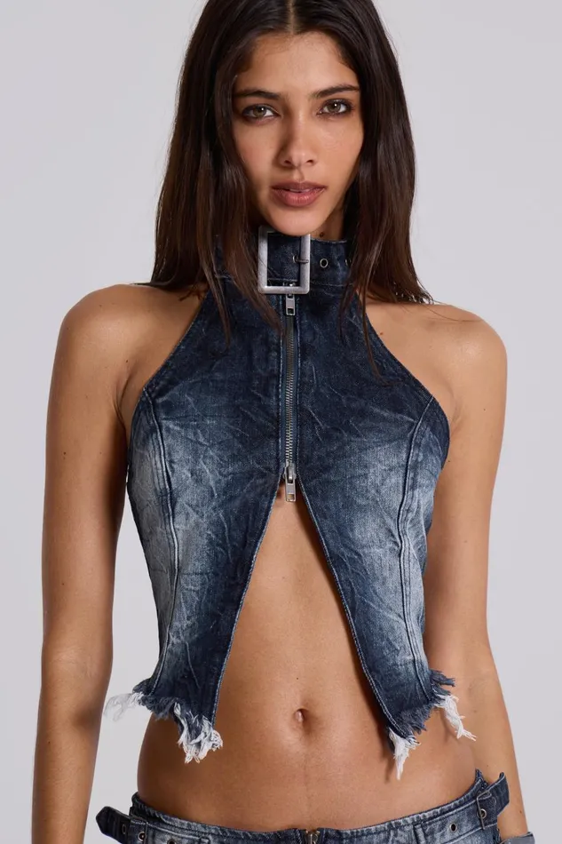 Jaded London Dark Wash Toxic Denim Top Women CoOrds