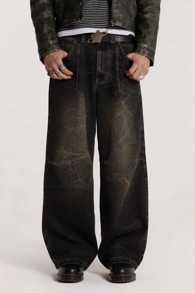 Jaded London Darted Grey Jeans Men Baggy Jeans