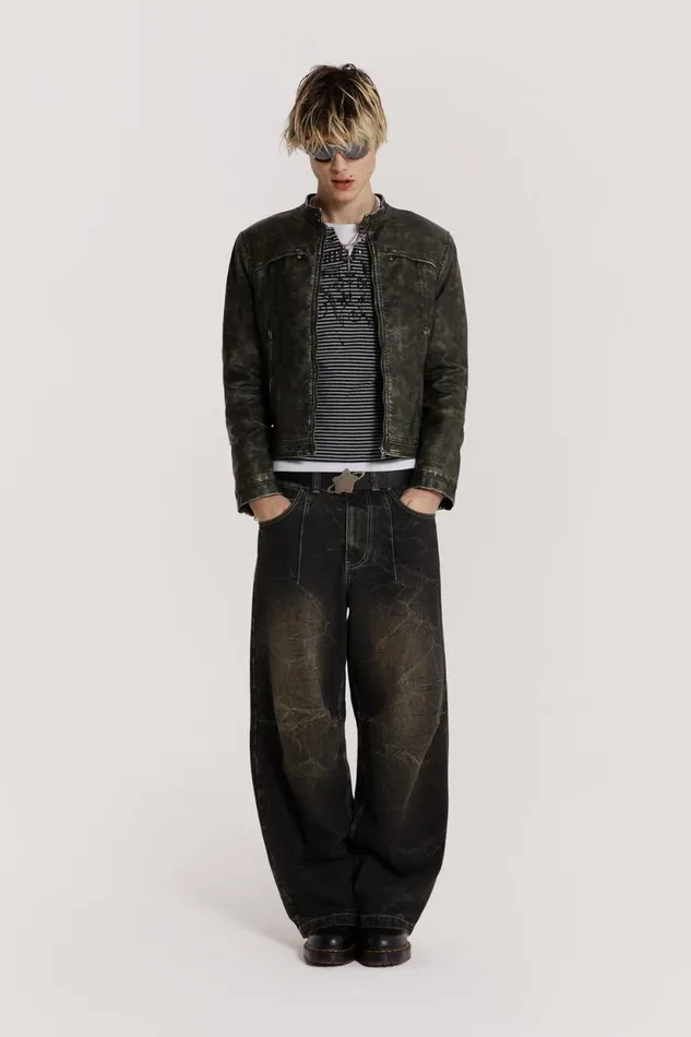 Jaded London Darted Grey Jeans Men Baggy Jeans