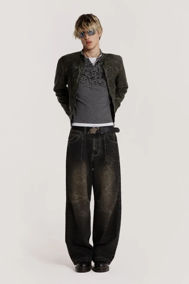 Jaded London Darted Grey Jeans Men Baggy Jeans
