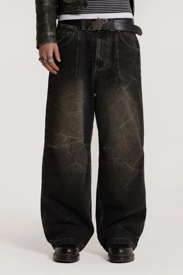 Jaded London Darted Grey Jeans Men Baggy Jeans
