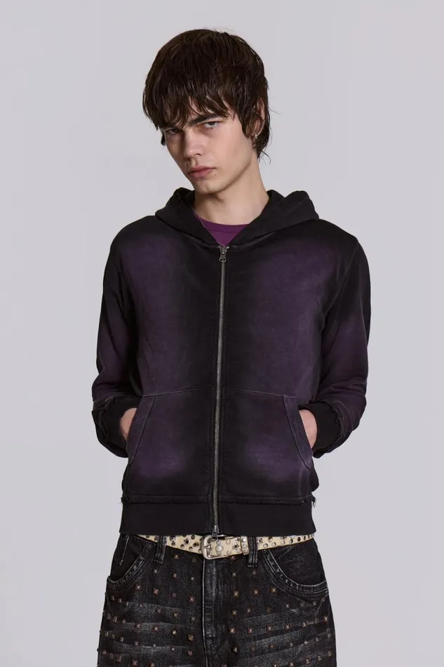 Jaded London Deep Purple Fade Mini Monster Hoodie Men Hoodies and Sweatshirts