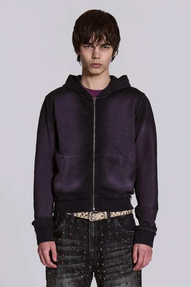 Jaded London Deep Purple Fade Mini Monster Hoodie Men Hoodies and Sweatshirts
