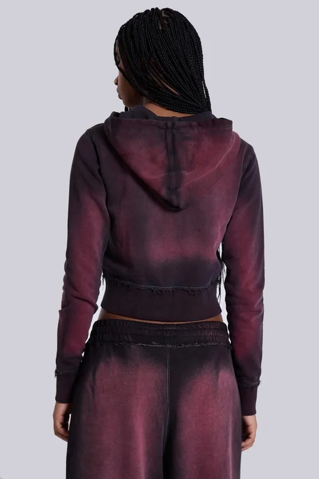 Jaded London Deep Red Fade Mini Monster Hoodie Women CoOrds